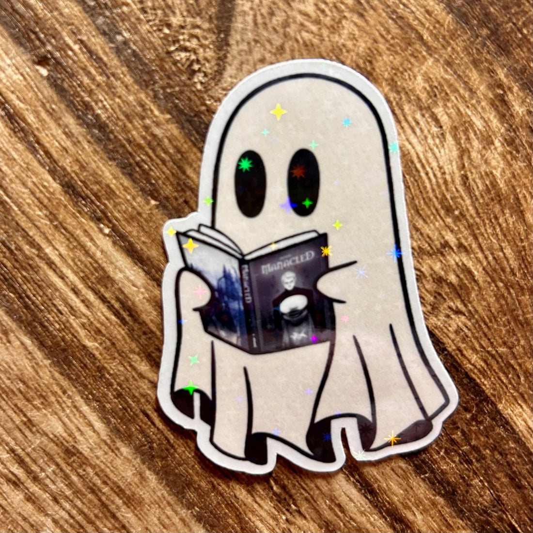 Ghost Reading Manacled Sticker - Awfullynerdy.co – Awfullynerdy.co