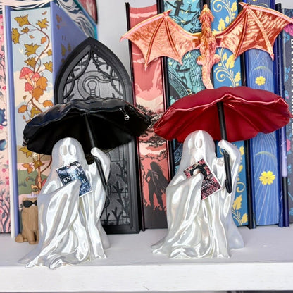 Ghost Reading Under Umbrella – Customizable Bookish Decor (With or Without Resin Rain) - Awfullynerdy.co