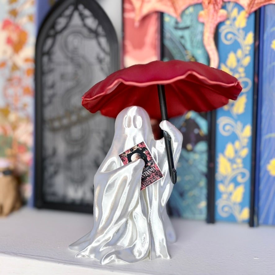 Ghost Reading Under Umbrella – Customizable Bookish Decor (With or Without Resin Rain) - Awfullynerdy.co