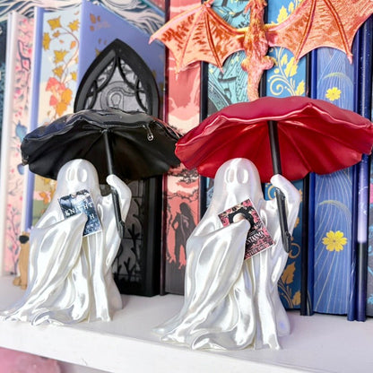 Ghost Reading Under Umbrella – Customizable Bookish Decor (With or Without Resin Rain) - Awfullynerdy.co