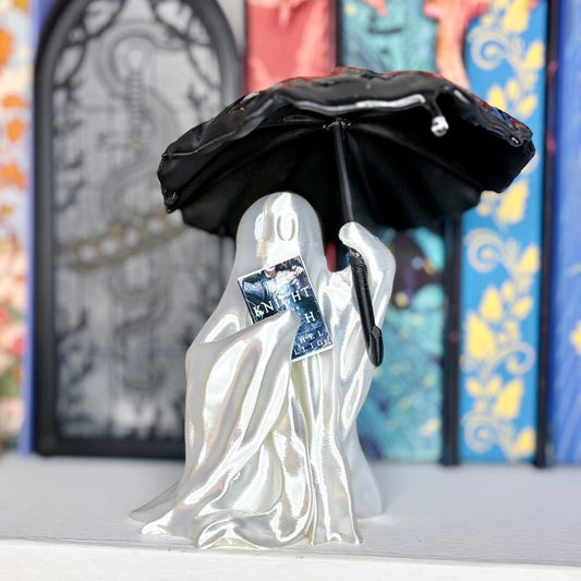 Ghost Reading Under Umbrella – Customizable Bookish Decor (With or Without Resin Rain) - Awfullynerdy.co