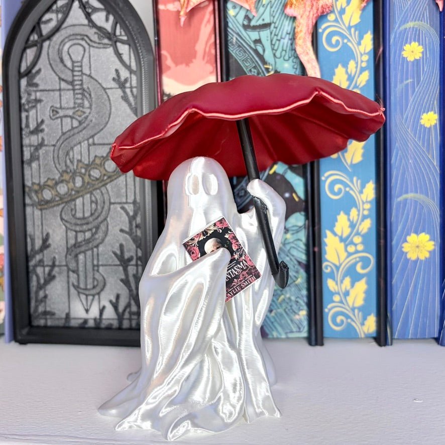 Ghost Reading Under Umbrella – Customizable Bookish Decor (With or Without Resin Rain) - Awfullynerdy.co