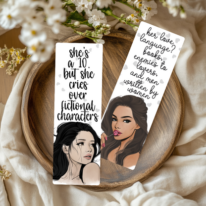 She's a 10 Woman Handrawn Dual-Sided Matte Cardstock Bookmark