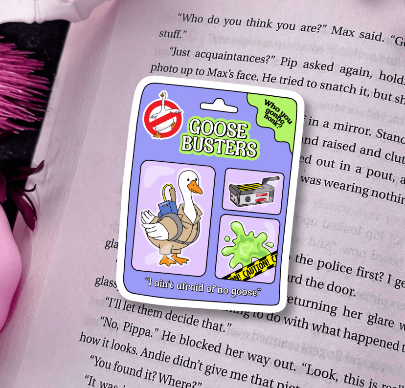 Goose Busters Matte Vinyl Sticker – Durable Waterproof Bookish Decal - Awfullynerdy.co