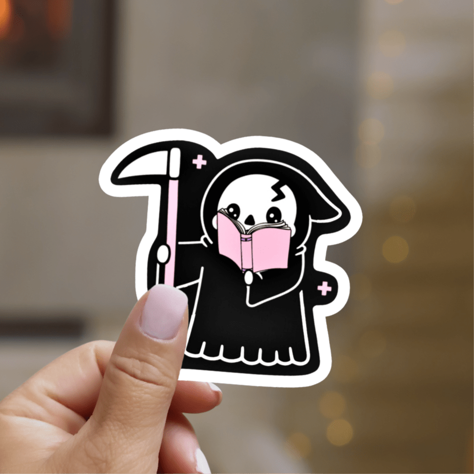 Grim Reader Clear Sticker - Awfullynerdy.co