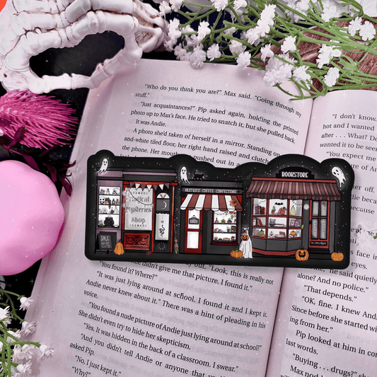 Halloween Lane sparkle laminated Bookmark - Awfullynerdy.co