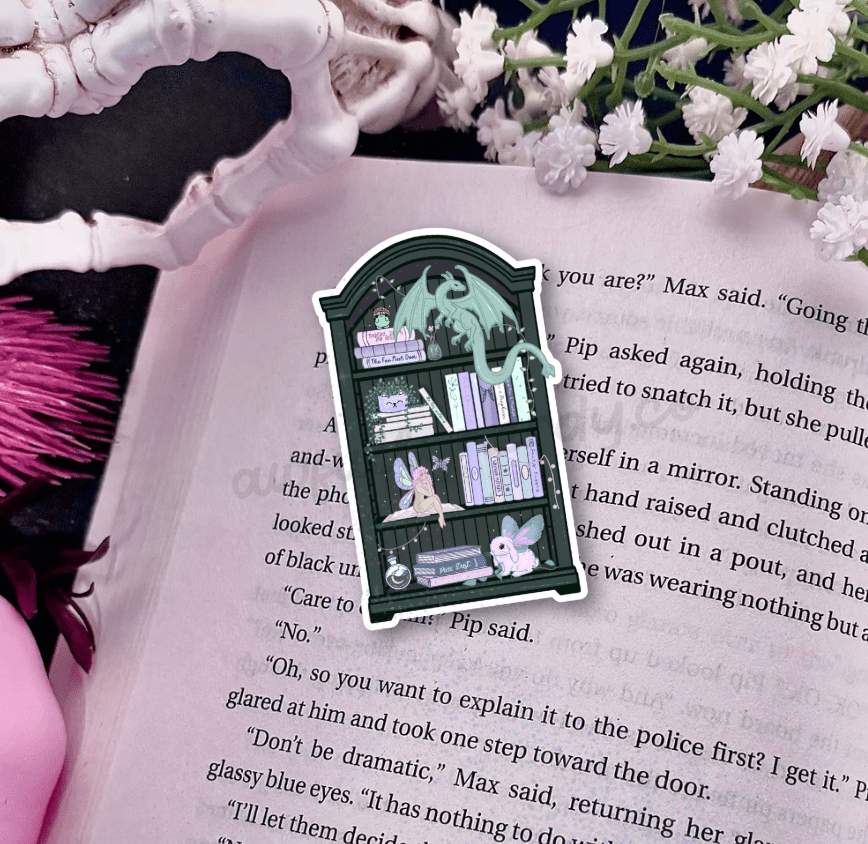 Handrawn Fairy Fantasy Bookshelf Laminated Sticker - Awfullynerdy.co