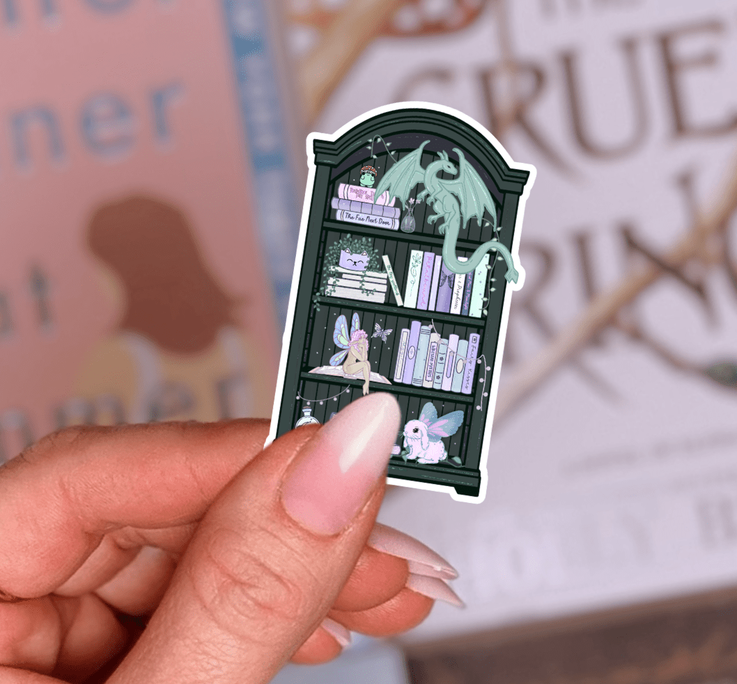 Handrawn Fairy Fantasy Bookshelf Laminated Sticker - Awfullynerdy.co