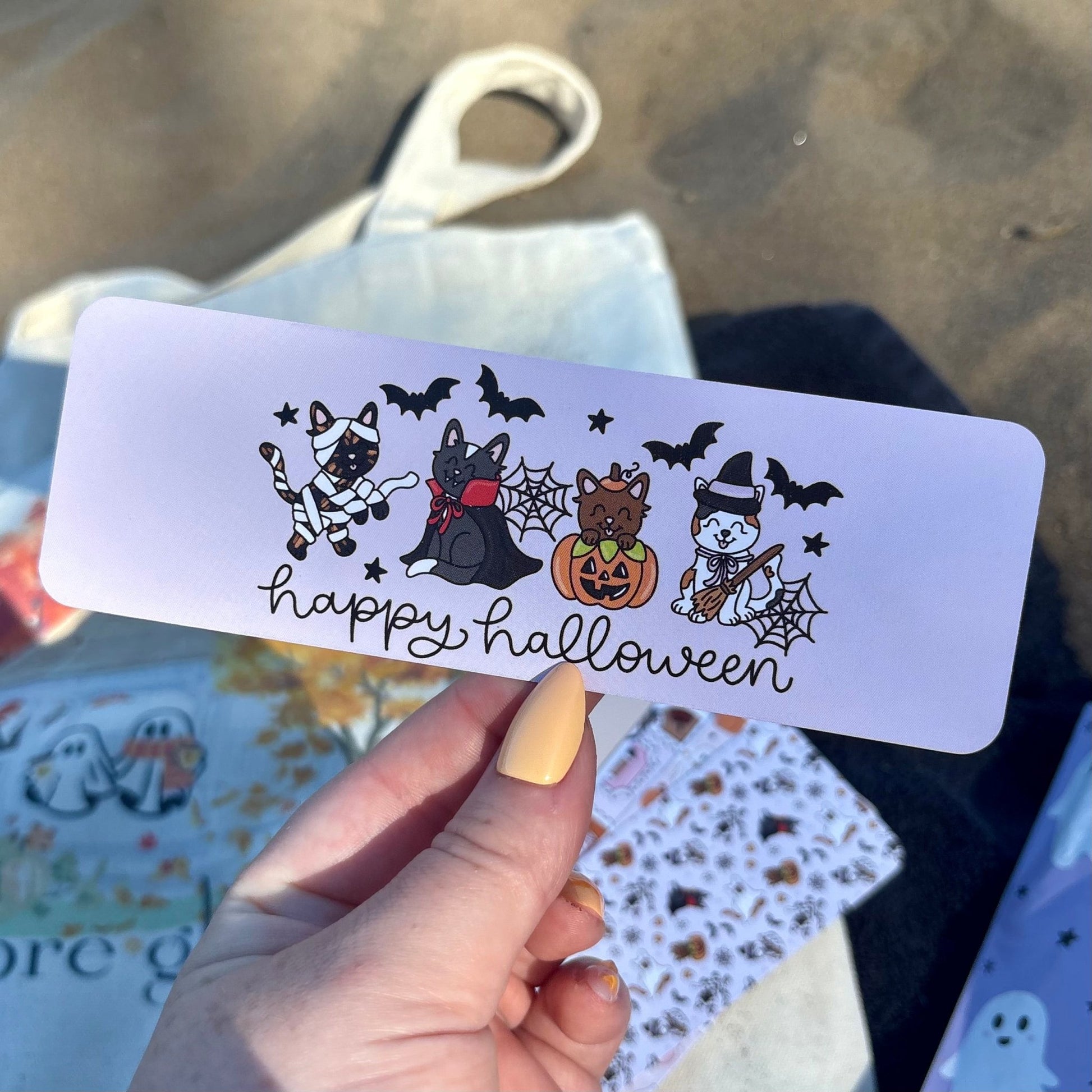 Happy Halloween Cats Dual - Sided Matte Cardstock Bookmark - Awfullynerdy.co