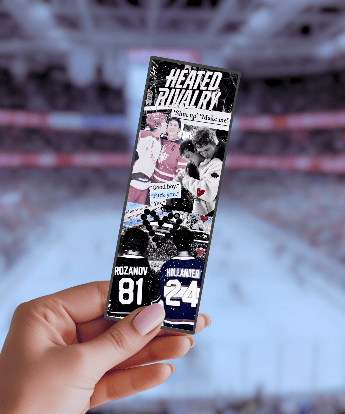 Heated Rivalry Hockey Romance Inspired Collage Bookmark - Awfullynerdy.co