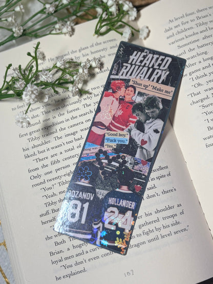 Heated Rivalry Hockey Romance Inspired Collage Bookmark - Awfullynerdy.co