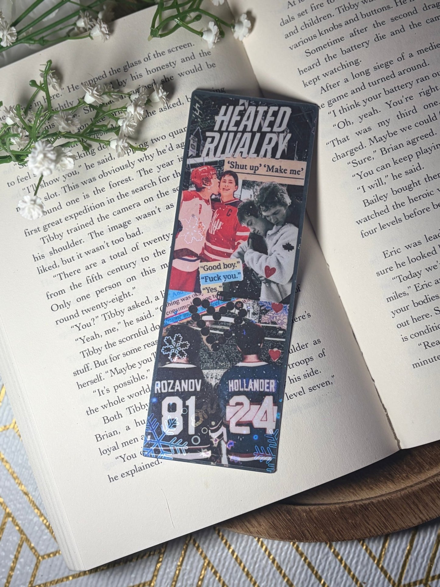 Heated Rivalry Hockey Romance Inspired Collage Bookmark - Awfullynerdy.co