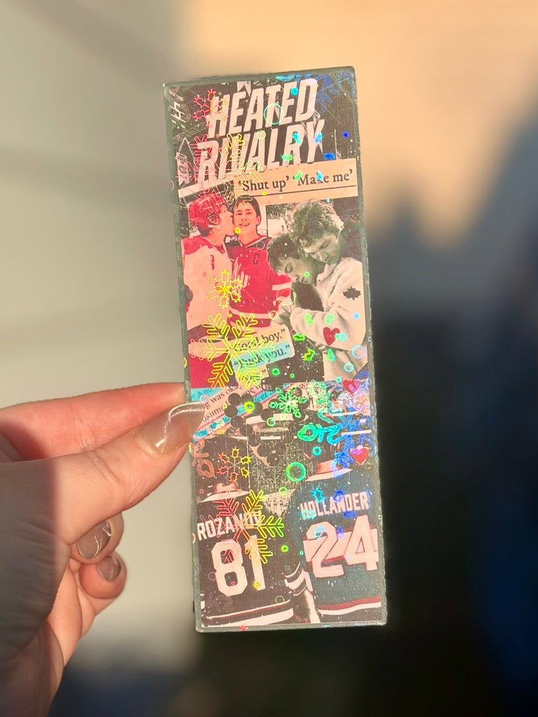 Heated Rivalry Hockey Romance Inspired Collage Bookmark - Awfullynerdy.co