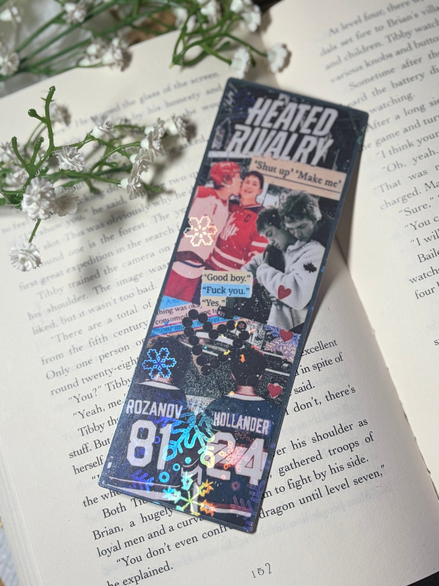Heated Rivalry Hockey Romance Inspired Collage Bookmark - Awfullynerdy.co