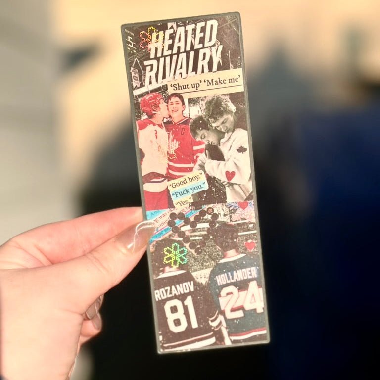 Heated Rivalry Hockey Romance Inspired Collage Bookmark - Awfullynerdy.co
