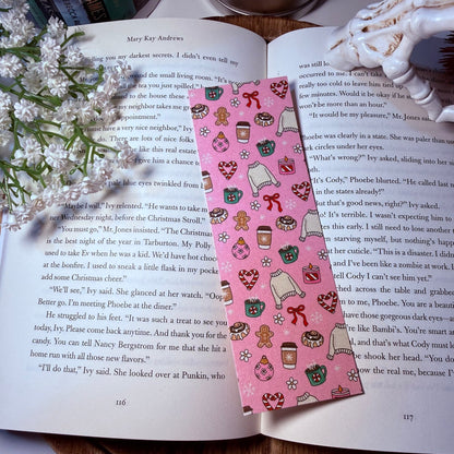 Holiday Christmas Girly Cardstock Bookmark - Pearl Matte Finish - Dual Sided - Awfullynerdy.co