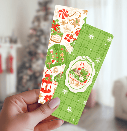 Holiday Cozy Sweater and Books Dual - Sided Matte Cardstock Bookmark - Awfullynerdy.co