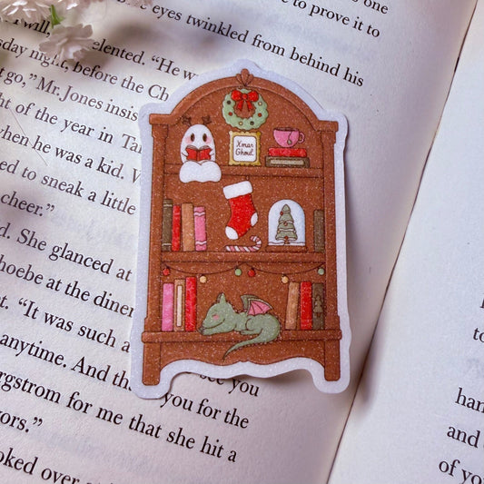 Holiday Fantasy Bookshelf Sparkle Sticker - Awfullynerdy.co