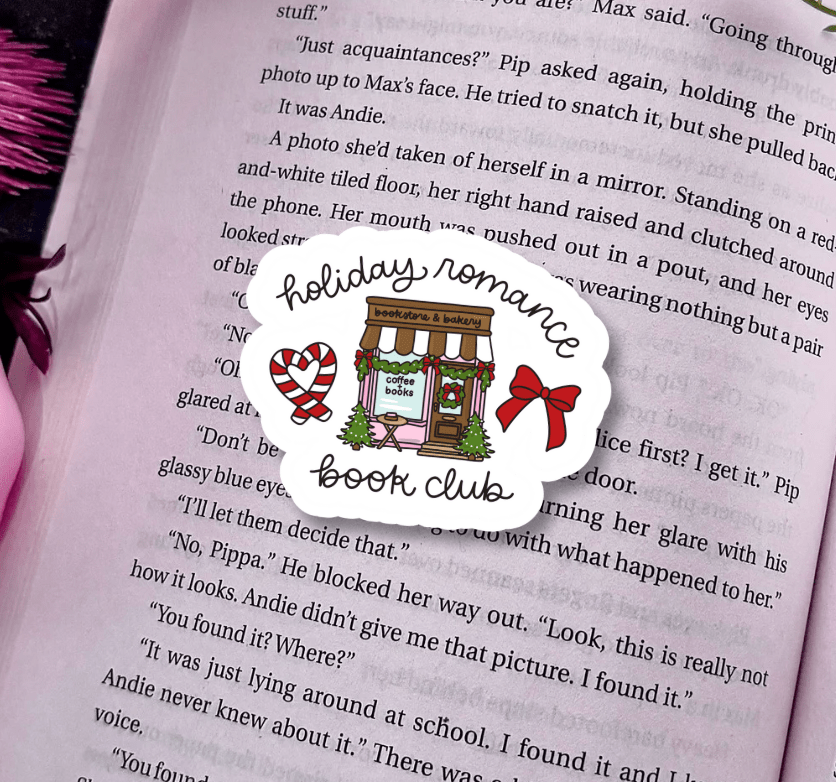 Holiday Romance Book Club Matte 2 inch Sticker - Awfullynerdy.co