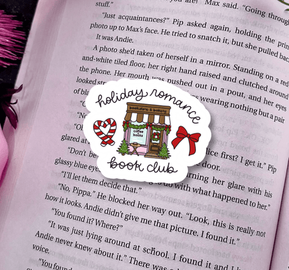 Holiday Romance Book Club Matte 2 inch Sticker - Awfullynerdy.co