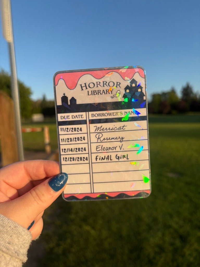 Horror Library Borrow Card Bookmark - Awfullynerdy.co