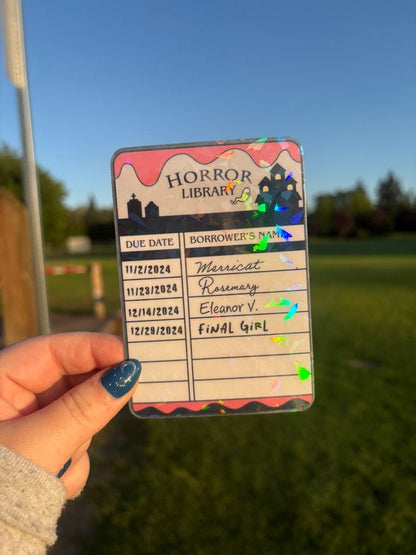 Horror Library Borrow Card Bookmark - Awfullynerdy.co