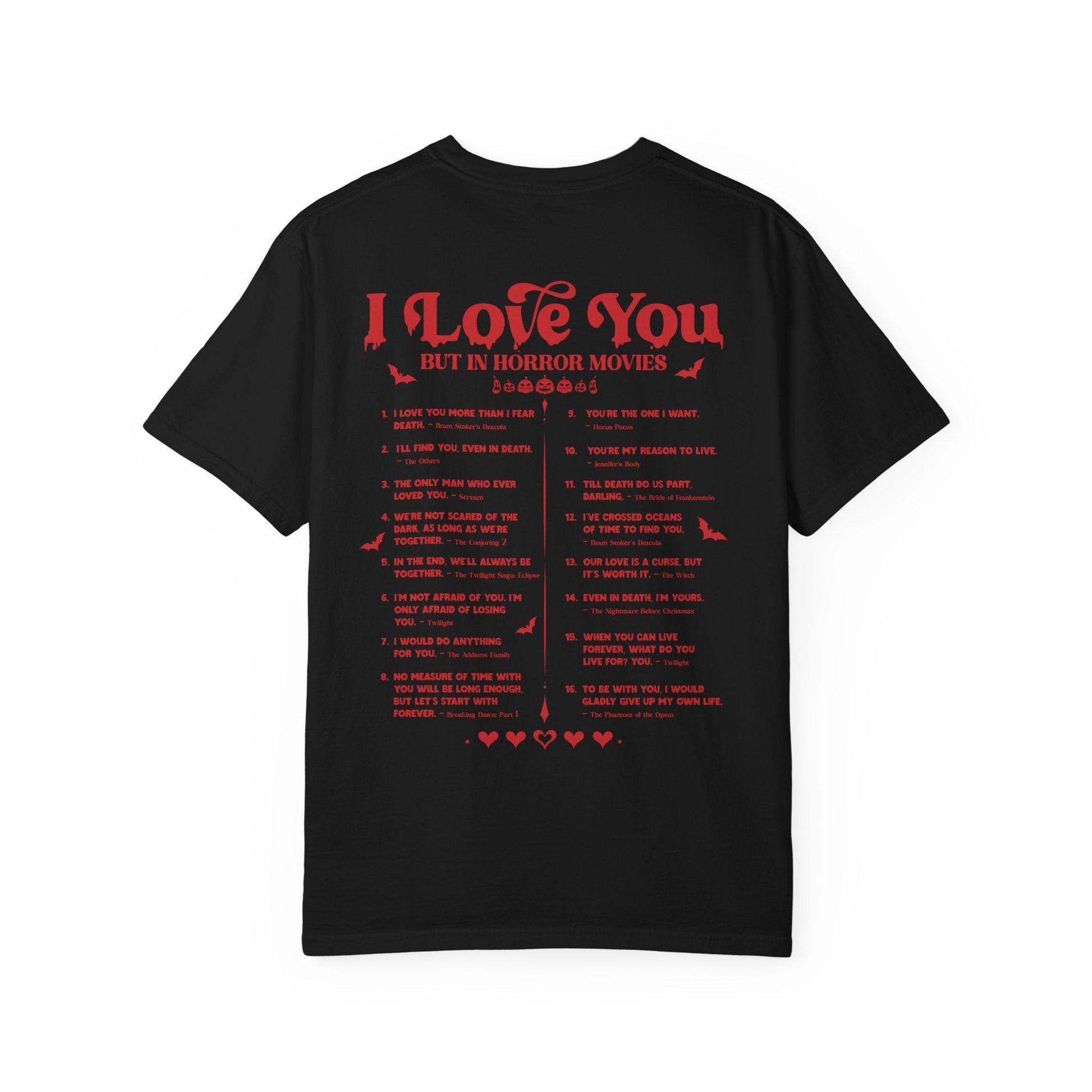 Horror Movie Lines Unisex T-shirt - I Love You Design - Awfullynerdy.co
