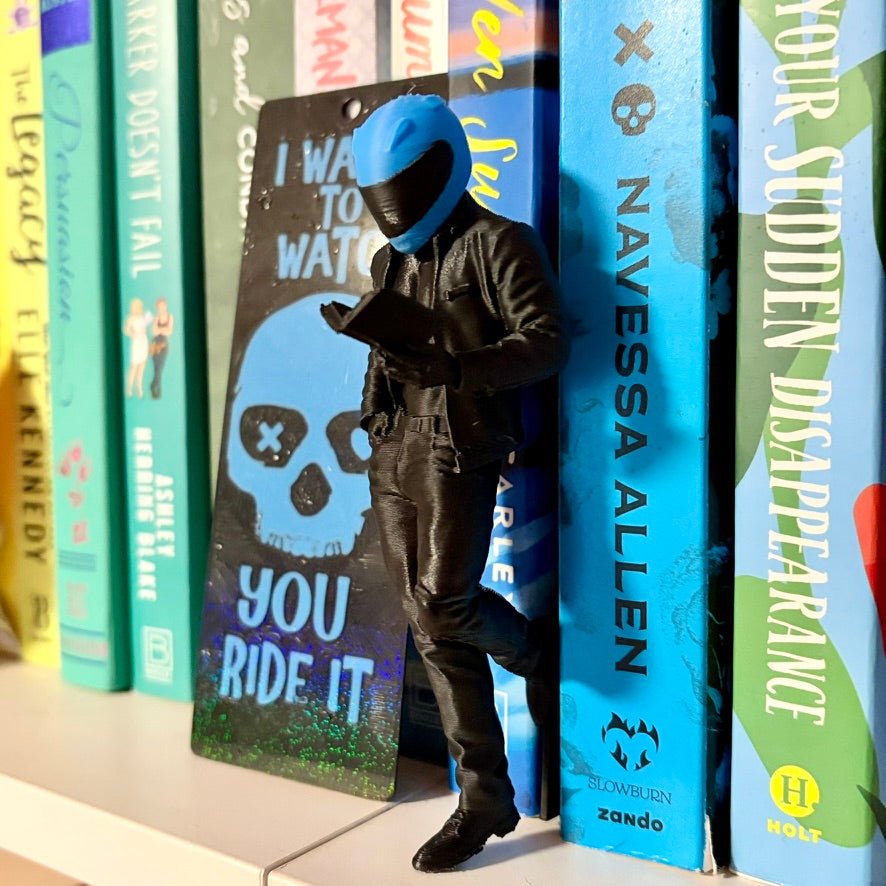 Hot Biker Reading Bookshelf Decor - Awfullynerdy.co