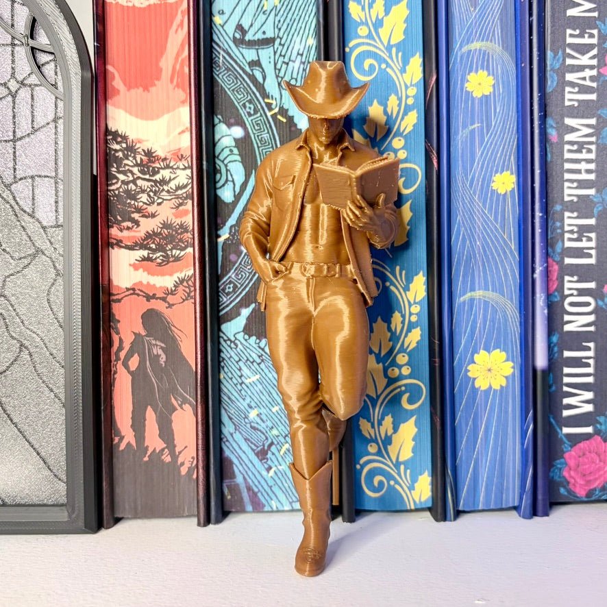 Hot Cowboy Reading a Book Bookshelf Decor - Awfullynerdy.co