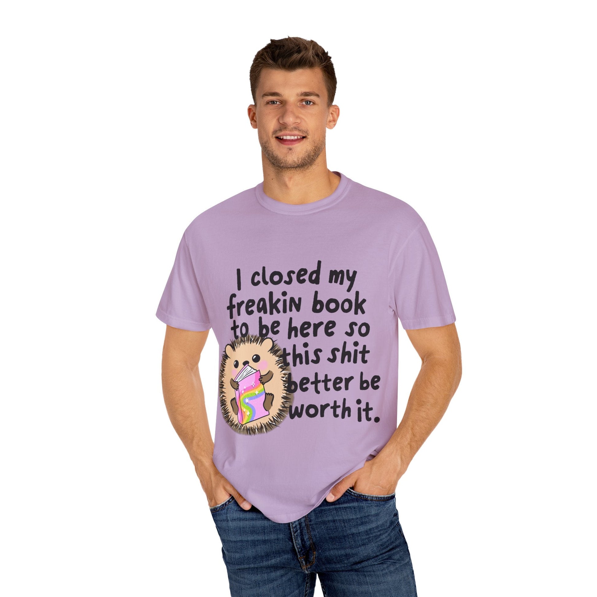 I Closed My Book to be Here Hedgehog Book Lover T-Shirt - Awfullynerdy.co
