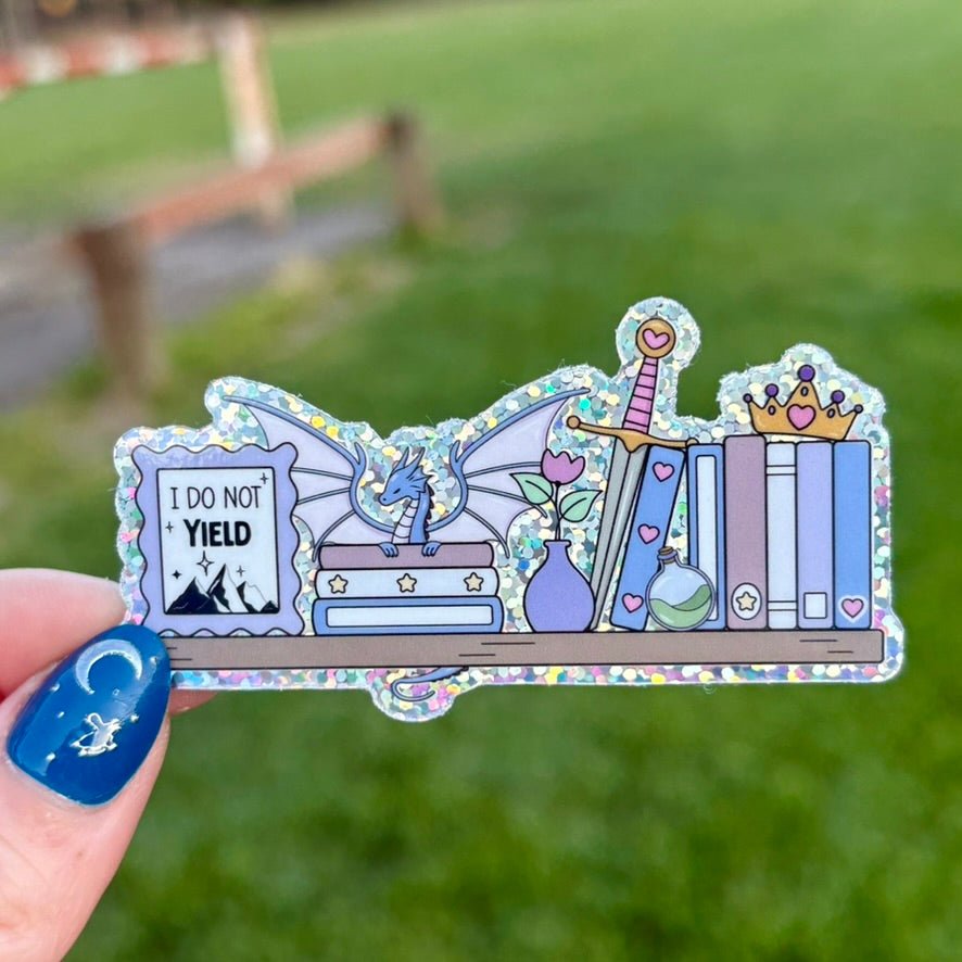 I Do Not Yield Fantasy Shelf Glitter Sticker - Awfullynerdy.co