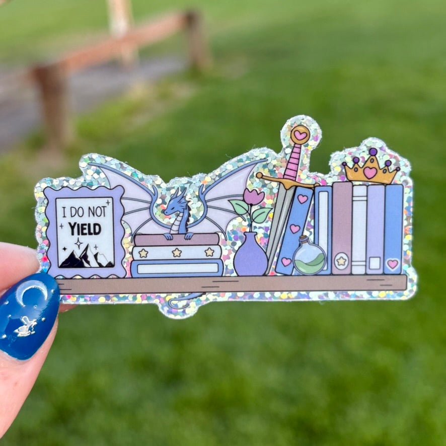 I Do Not Yield Fantasy Shelf Glitter Sticker - Awfullynerdy.co