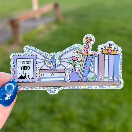 I Do Not Yield Fantasy Shelf Glitter Sticker - Awfullynerdy.co