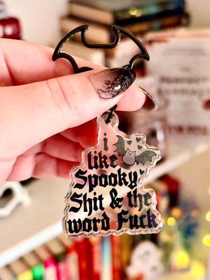 I Like Spooky Shit and the Word Fuck Batwing Keychain - Awfullynerdy.co