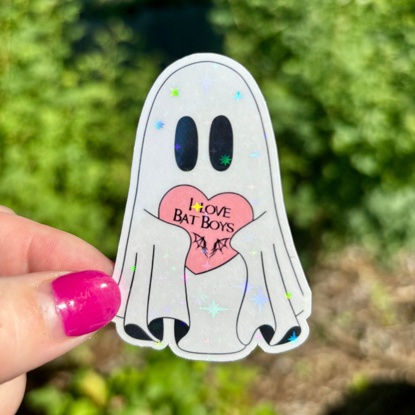 I Love Bat Boys Ghost Sparkle Sticker - Awfullynerdy.co