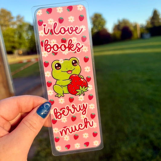 I Love Books Berry Much Dual - Sided Cardstock Bookmark - Awfullynerdy.co
