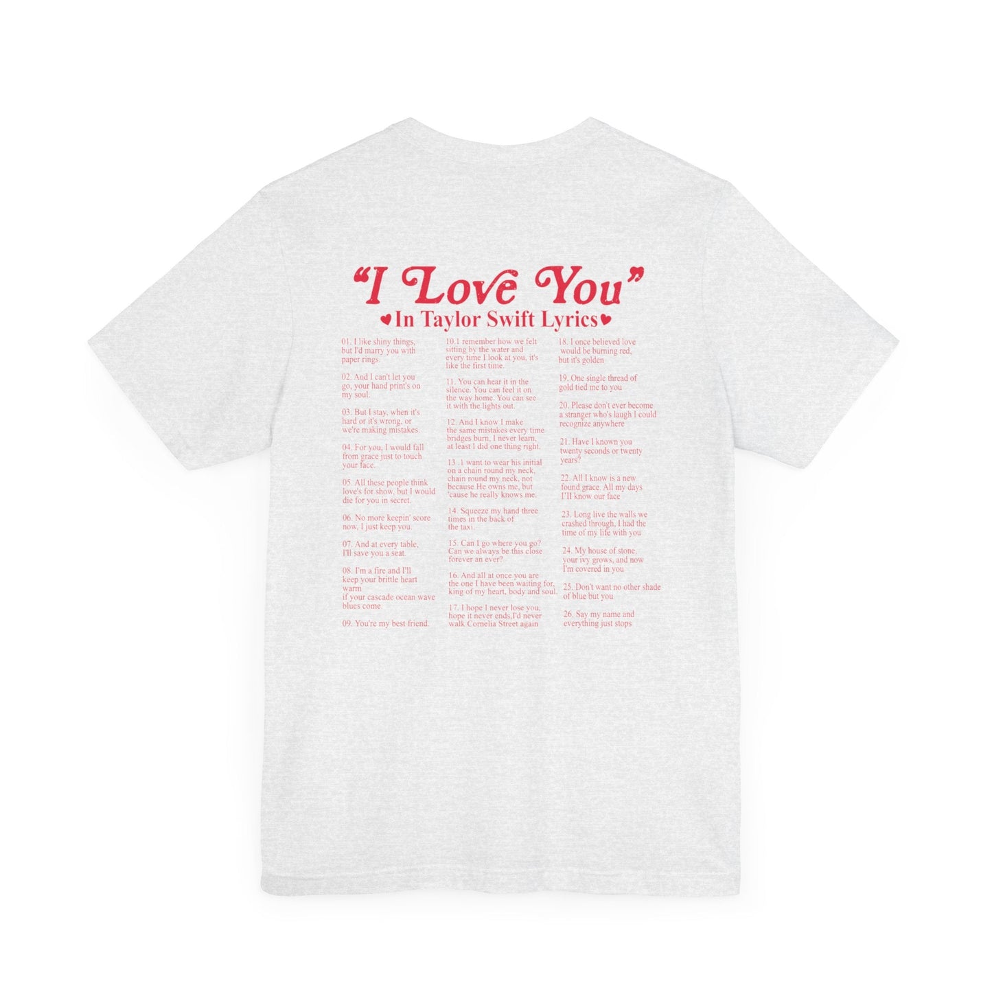 I Love You in TS Lyrics Jersey Short Sleeve Tee - Awfullynerdy.co