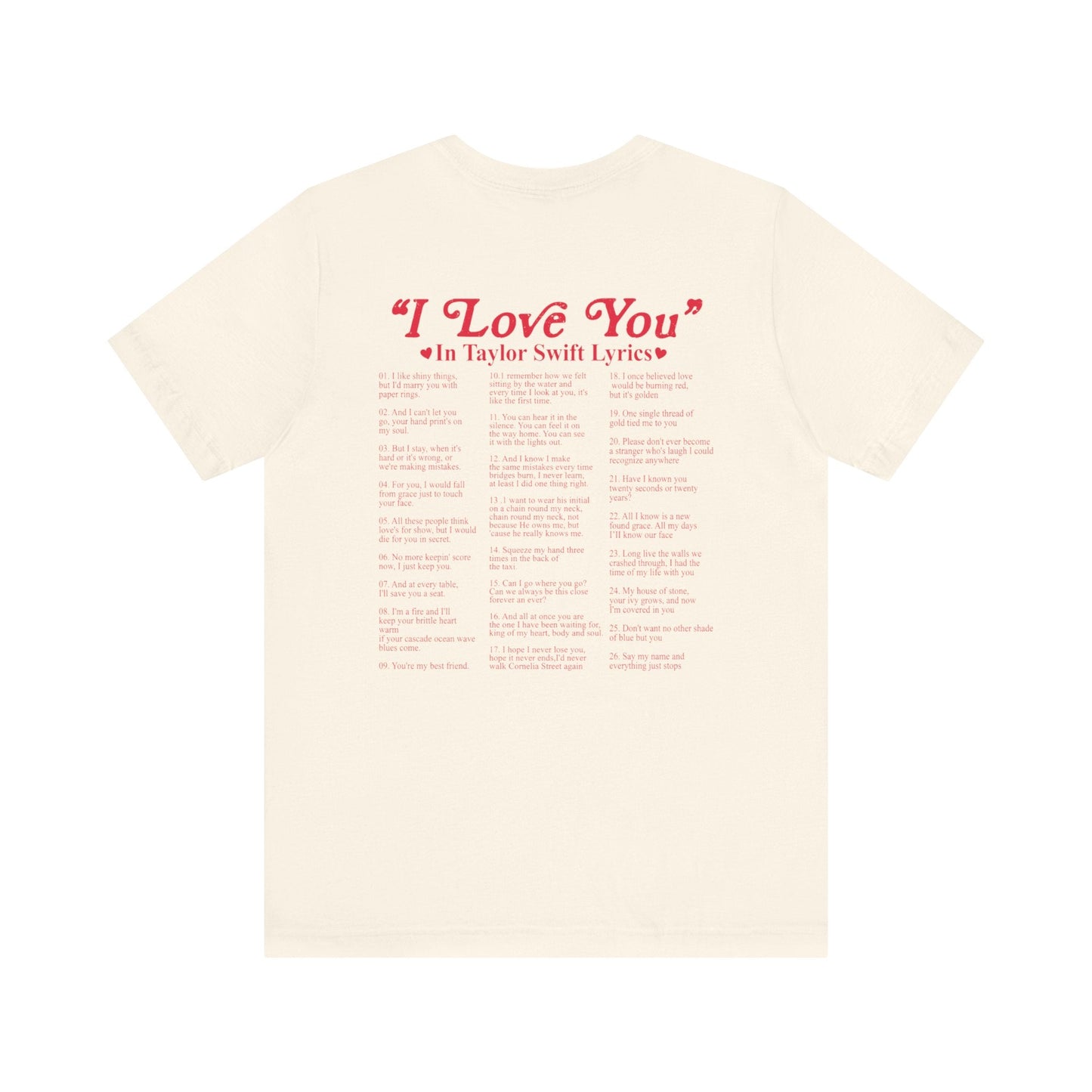 I Love You in TS Lyrics Jersey Short Sleeve Tee - Awfullynerdy.co