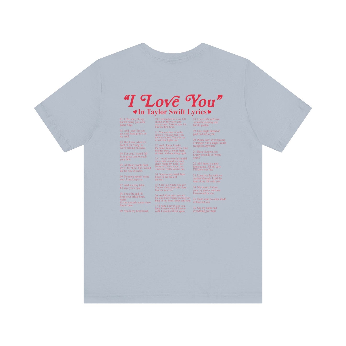 I Love You in TS Lyrics Jersey Short Sleeve Tee - Awfullynerdy.co