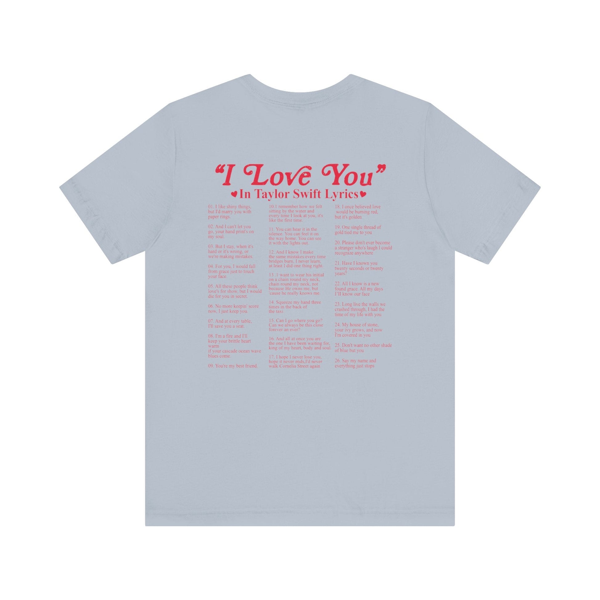 I Love You in TS Lyrics Jersey Short Sleeve Tee - Awfullynerdy.co