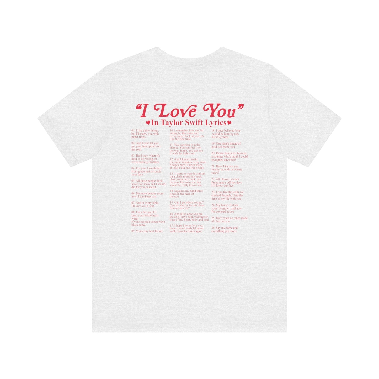 I Love You in TS Lyrics Jersey Short Sleeve Tee - Awfullynerdy.co