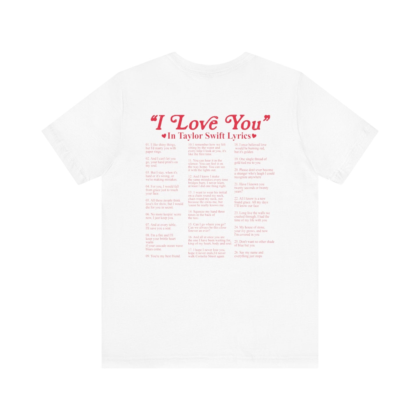 I Love You in TS Lyrics Jersey Short Sleeve Tee - Awfullynerdy.co