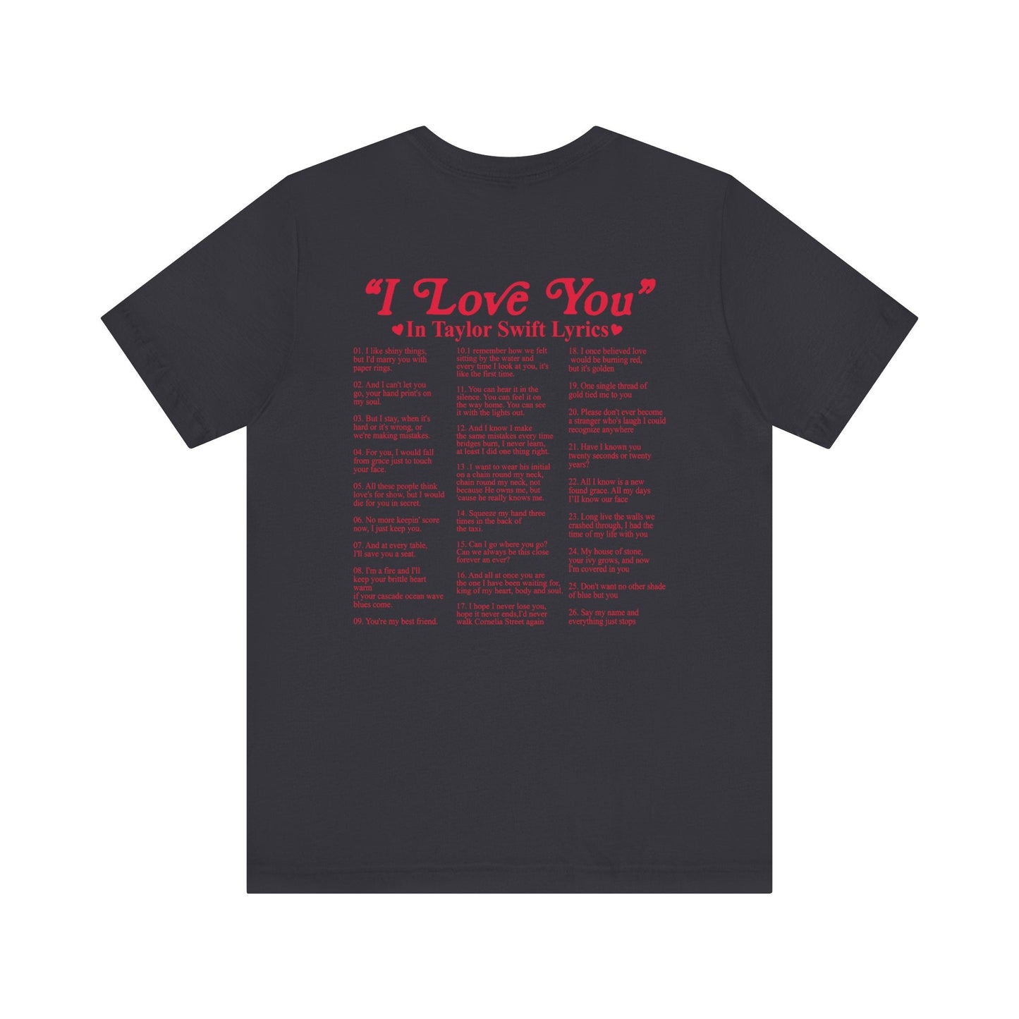 I Love You in TS Lyrics Jersey Short Sleeve Tee - Awfullynerdy.co