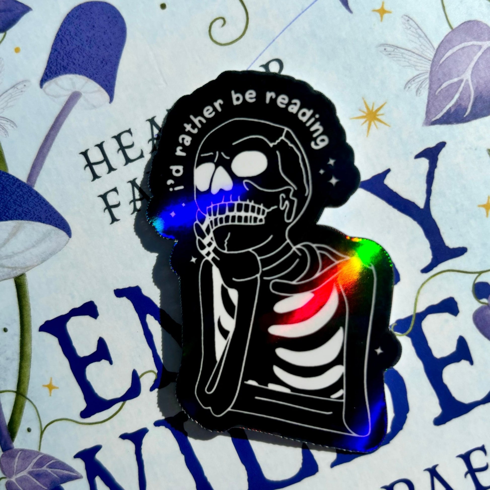 I'd Rather Be Reading Skeleton Sticker - Awfullynerdy.co