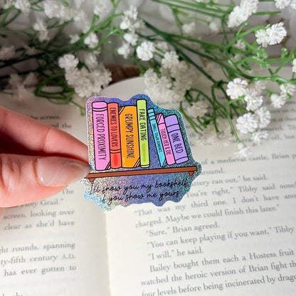 I'll Show You My Shelf If You Show Me Yours 2 - inch Crushed Glitter Sticker - Awfullynerdy.co