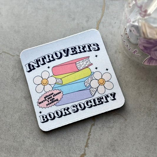 Introverted Book Society Coaster - ONE Coaster - Awfullynerdy.co