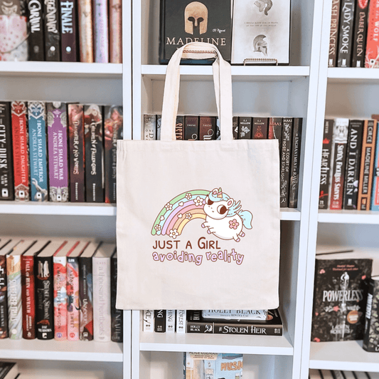 Just a Girl Avoiding Reality Sublimated Canvas Tote Bag - Awfullynerdy.co
