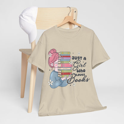 Just a Girl Who Loves Books Gildan Unisex Heavy Cotton Tee - Awfullynerdy.co