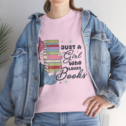 Just a Girl Who Loves Books Gildan Unisex Heavy Cotton Tee - Awfullynerdy.co