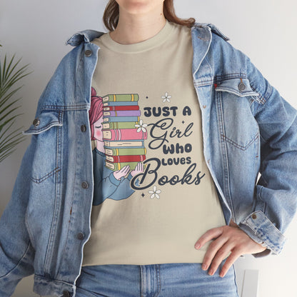 Just a Girl Who Loves Books Gildan Unisex Heavy Cotton Tee - Awfullynerdy.co